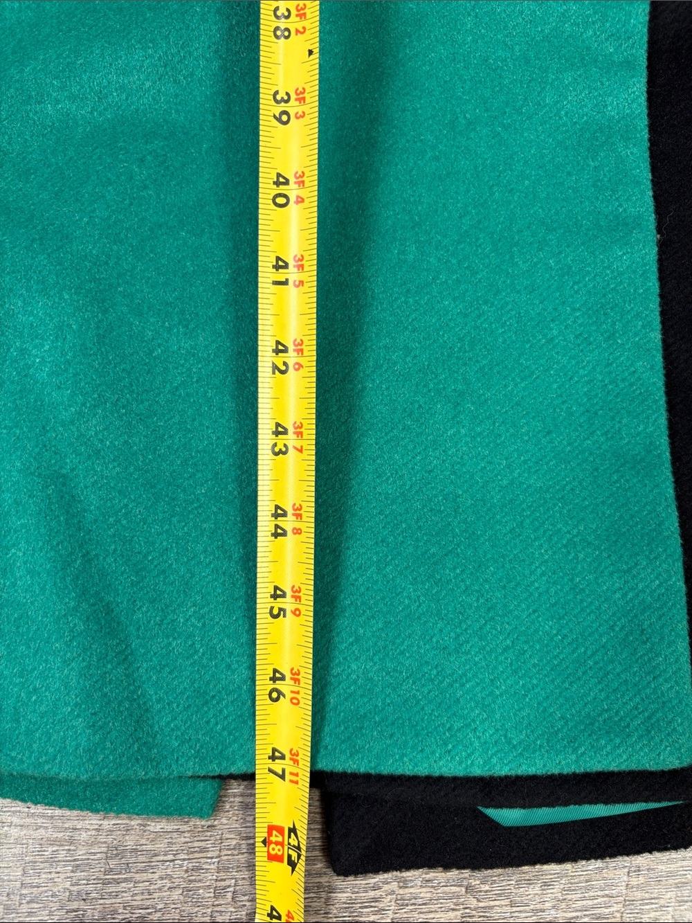 English Factory Colorblock Wool Blend Long Coat Green Black Cream S - Picture 15 of 15